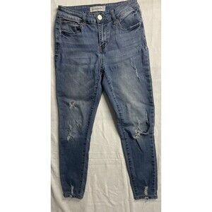 Ashley Mason Blue Jeans Teens SIZE 7 Distressed Skinny Low-Rise‎ Stretch